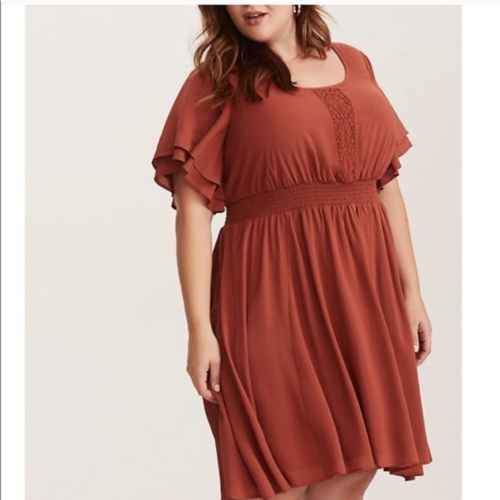 Size 4 torrid tie back rustic orange dress